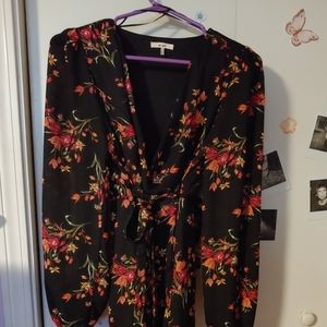 Francescas black floral wrap dress